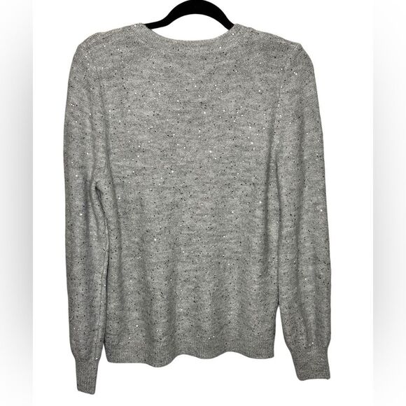 LOFT V Neck Sparkle Silver / Gray Sweater. Size: Medium - Picture 2 of 6